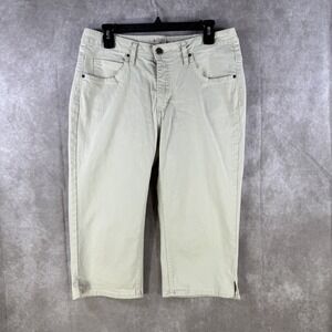 Riders by Lee Denim Jeans Capris Women 12 Medium Gray Side Slits Cropped Stretch